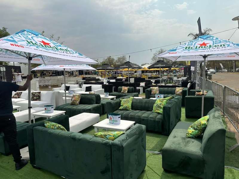 Event furniture hire Heineken lounge setup Gauteng